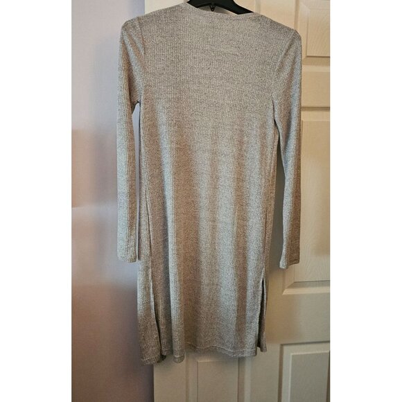 Dana Buchman Long Gray Ribbed Open-Front Cardigan Sz M Casual Comfort Career - Picture 2 of 10